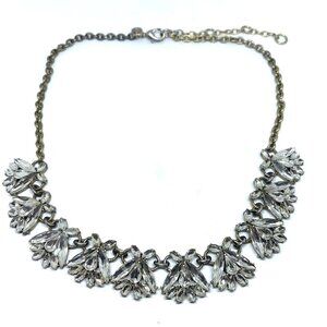 J. Crew Crystal Floral Chunky Statement Chain Necklace Gold Tone 18-20.5 Inches